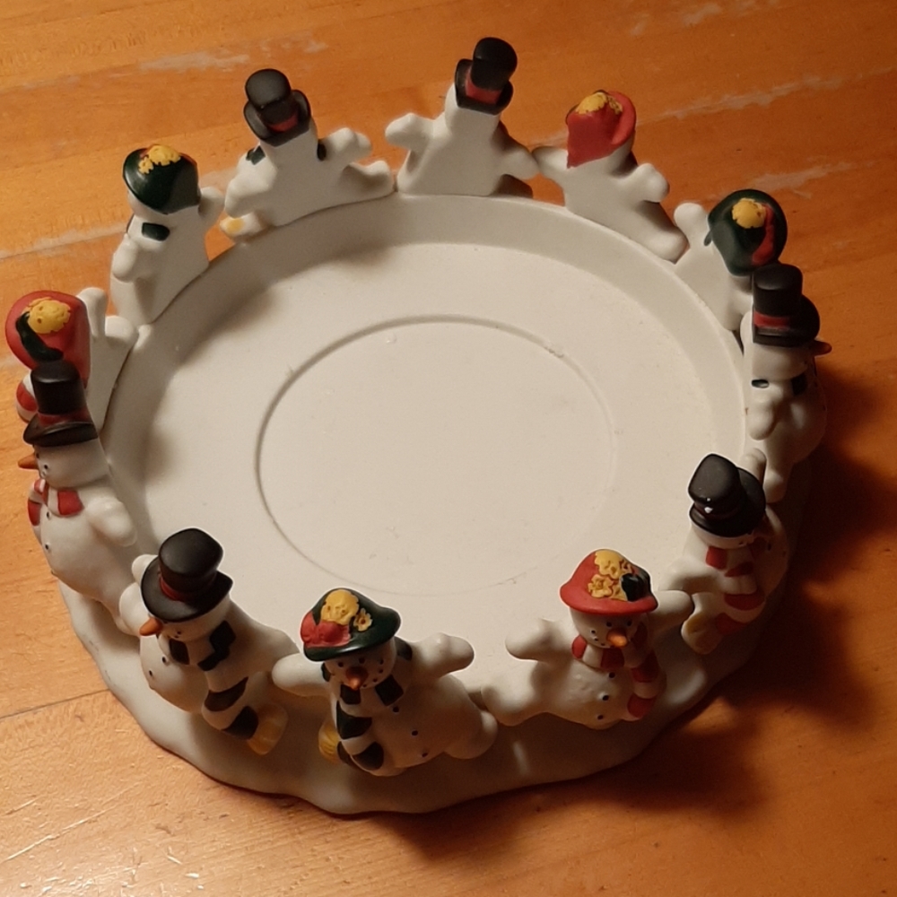 PARTY LITE FROLICKING SNOWMEN CANDLE BASE - Picture 3 of 7
